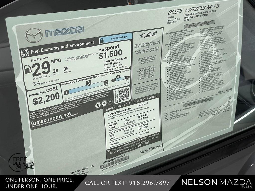 new 2025 Mazda MX-5 Miata car, priced at $36,938