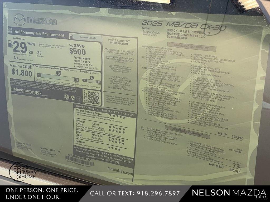 new 2025 Mazda CX-30 car, priced at $29,505