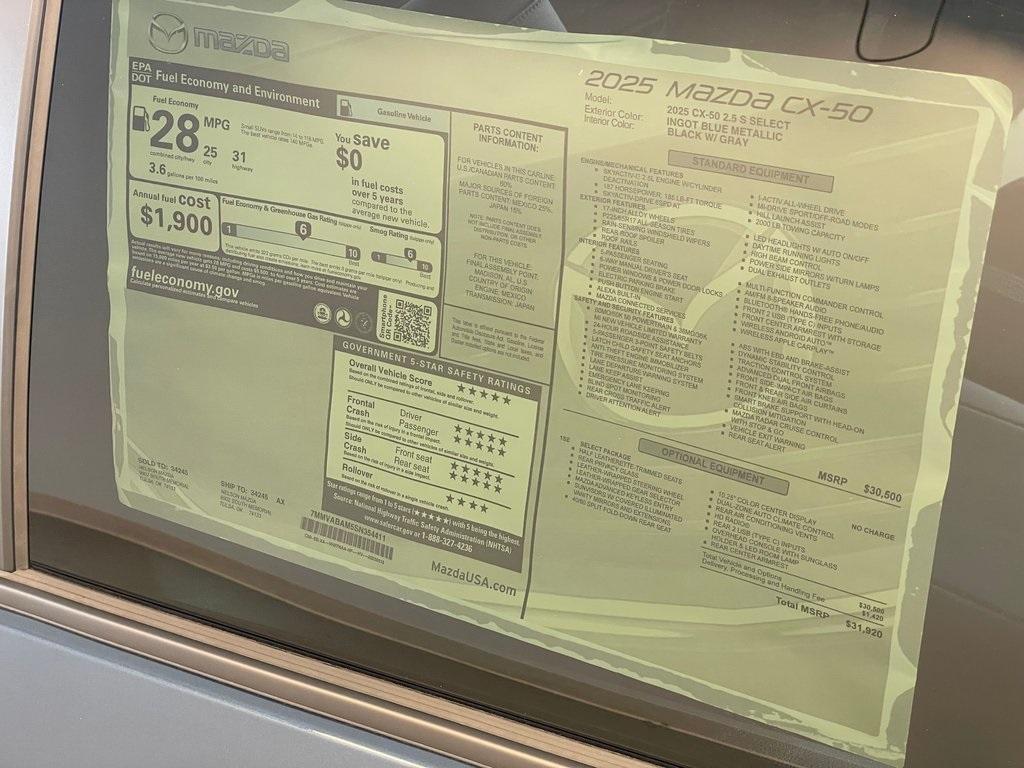 new 2025 Mazda CX-50 car, priced at $31,120