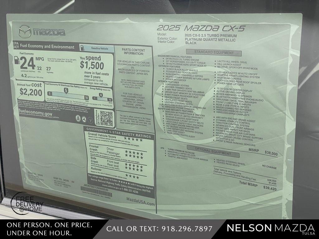 new 2025 Mazda CX-5 car, priced at $38,620