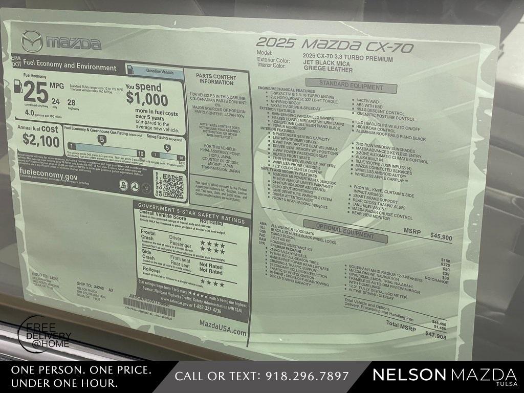 new 2025 Mazda CX-70 car, priced at $43,647