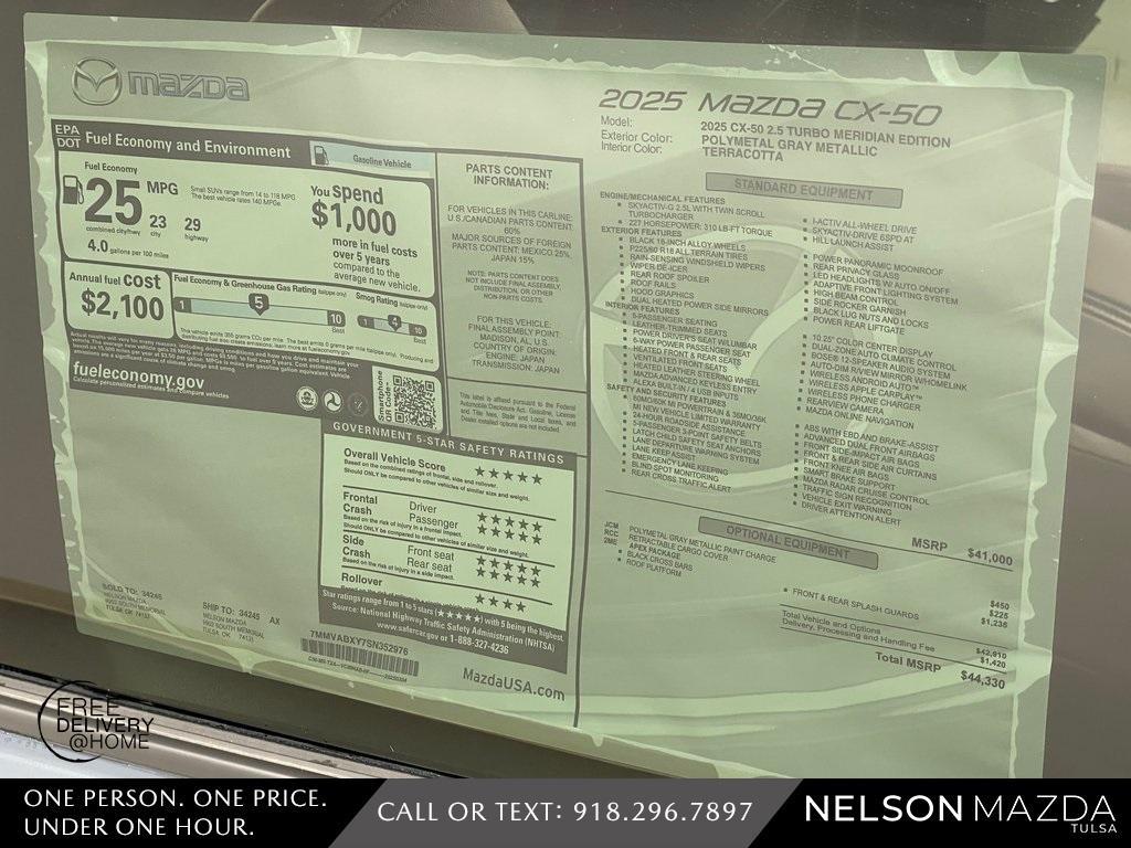 new 2025 Mazda CX-50 car, priced at $43,880