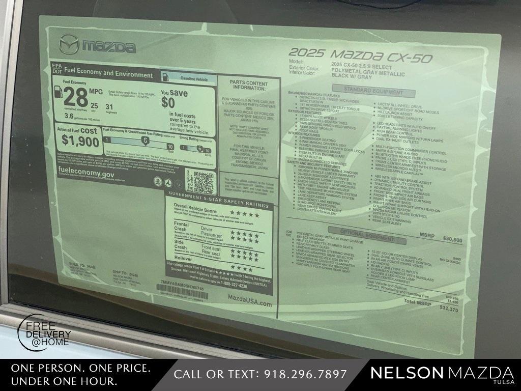 new 2025 Mazda CX-50 car, priced at $30,770