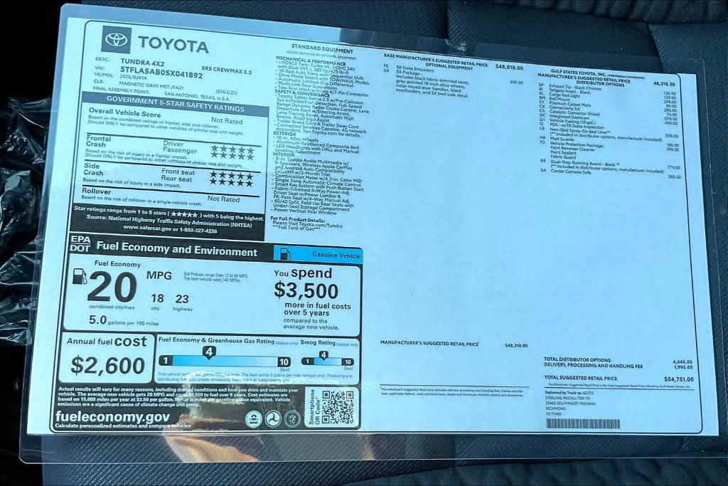 new 2025 Toyota Tundra car, priced at $49,737