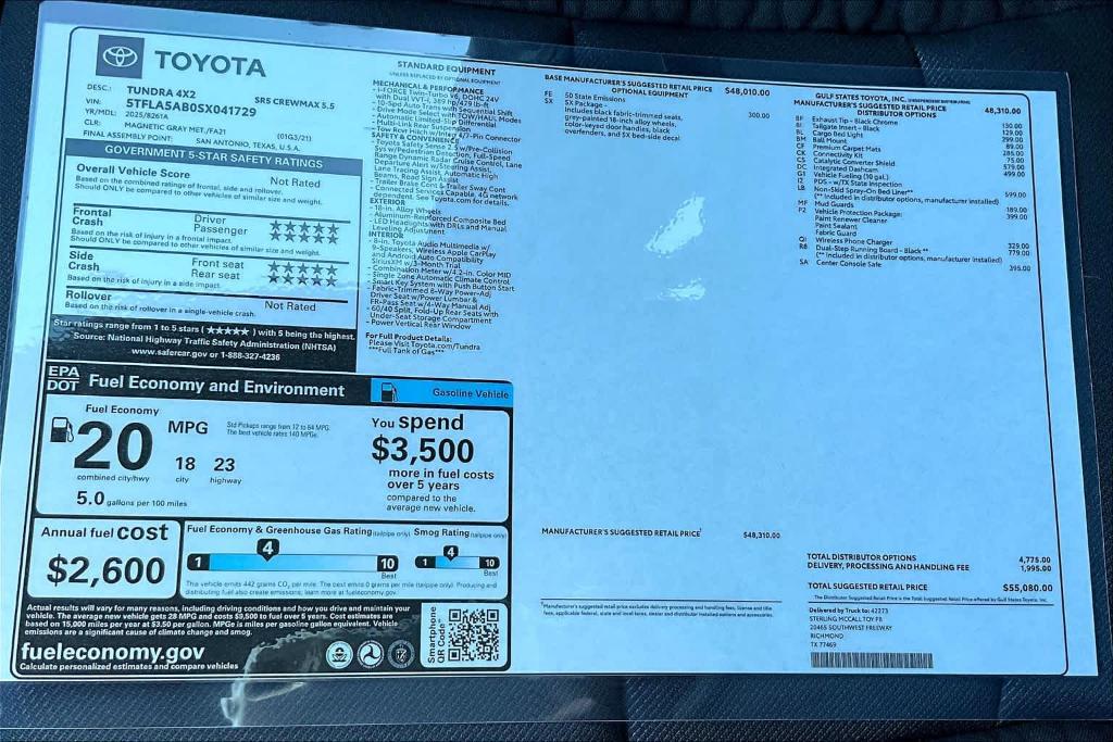 new 2025 Toyota Tundra car, priced at $50,042