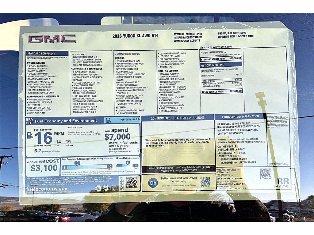 new 2026 GMC Yukon XL car, priced at $82,090