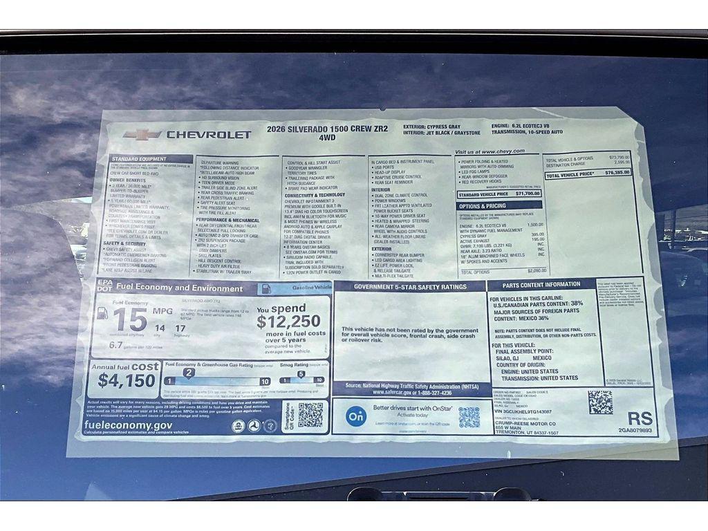 new 2026 Chevrolet Silverado 1500 car, priced at $76,385