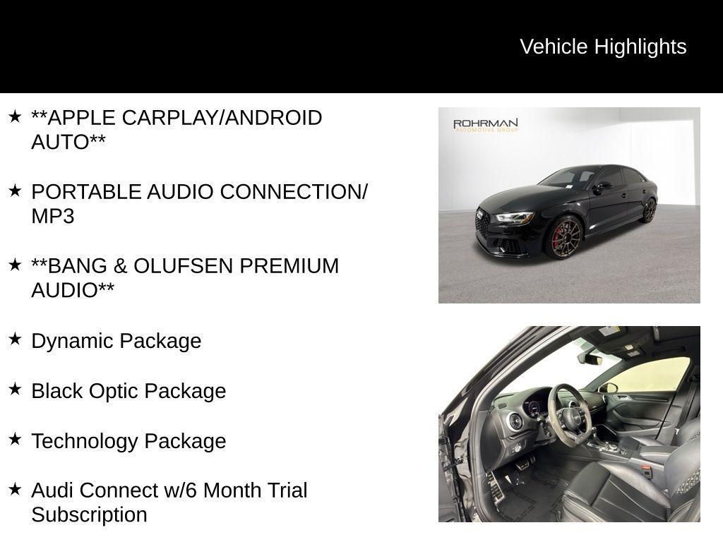 used 2019 Audi RS 3 car, priced at $46,999