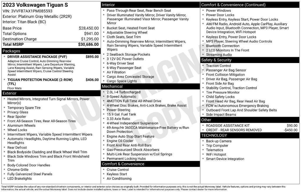 used 2023 Volkswagen Tiguan car, priced at $19,998