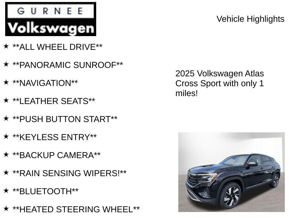 new 2025 Volkswagen Atlas Cross Sport car, priced at $42,096