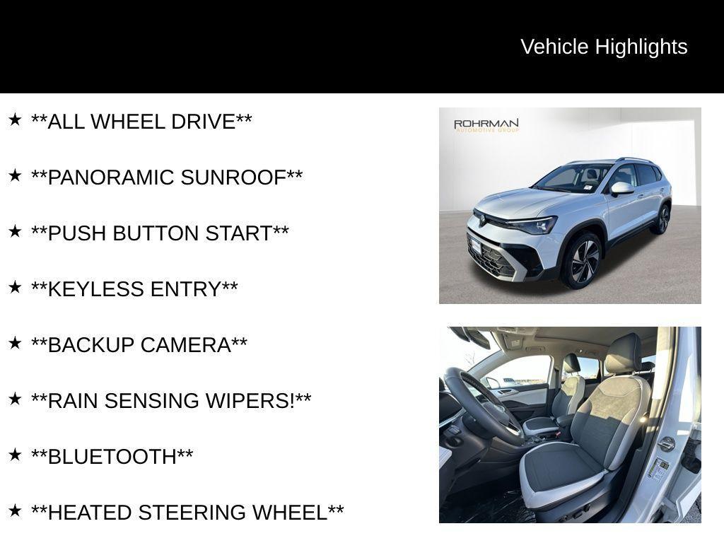 new 2025 Volkswagen Taos car, priced at $32,774