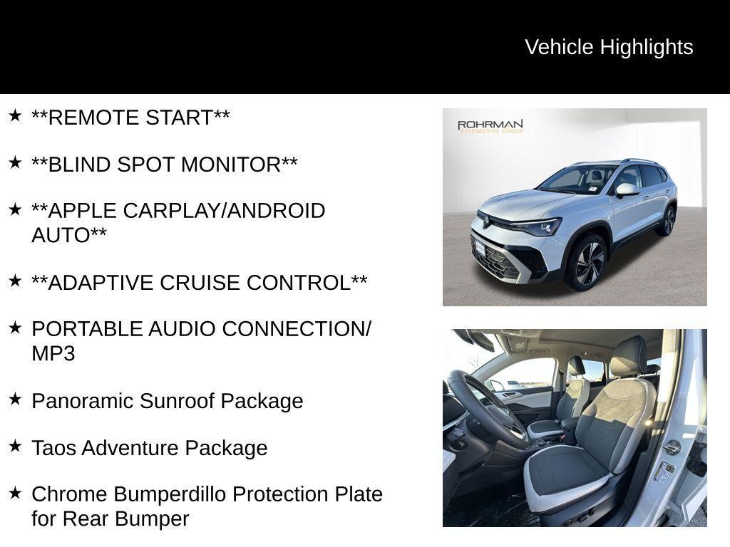 new 2025 Volkswagen Taos car, priced at $32,774