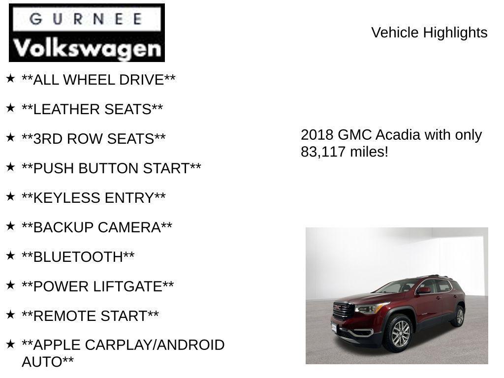 used 2018 GMC Acadia car, priced at $16,995