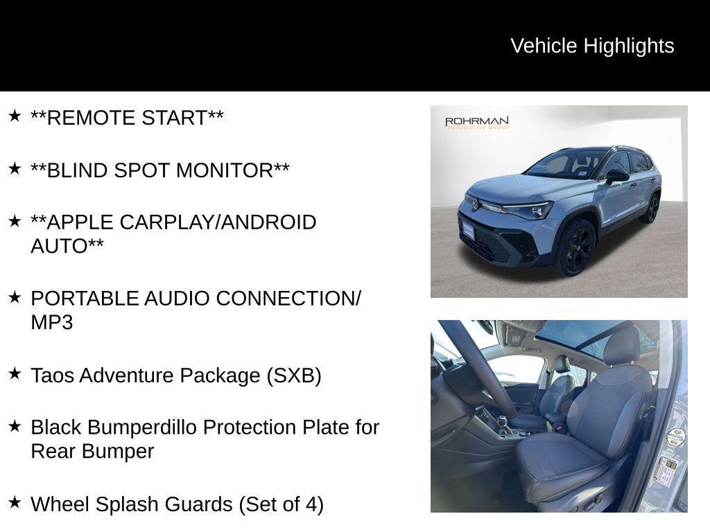 new 2025 Volkswagen Taos car, priced at $34,290