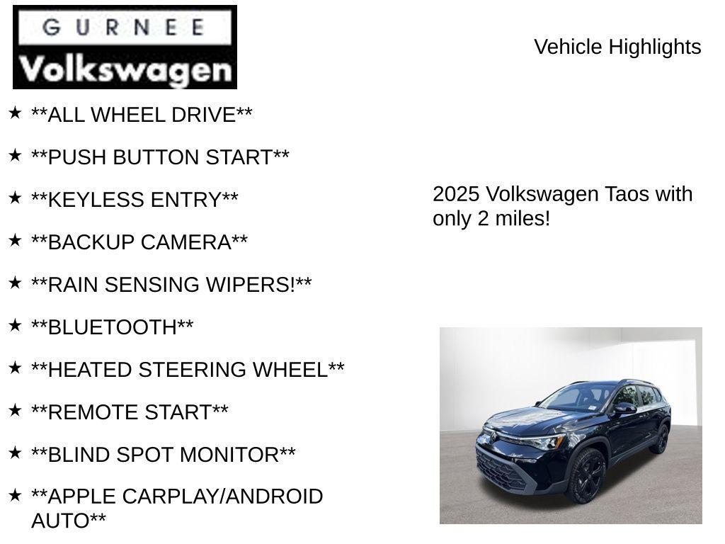 new 2025 Volkswagen Taos car, priced at $32,180