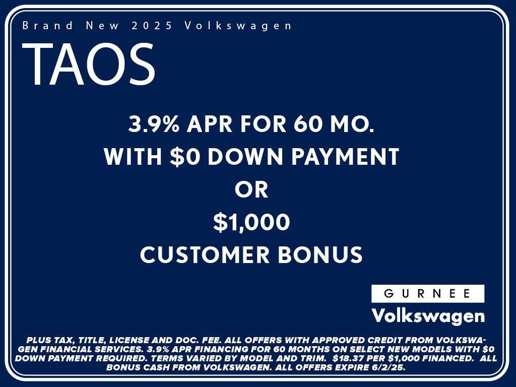 new 2025 Volkswagen Taos car, priced at $30,469
