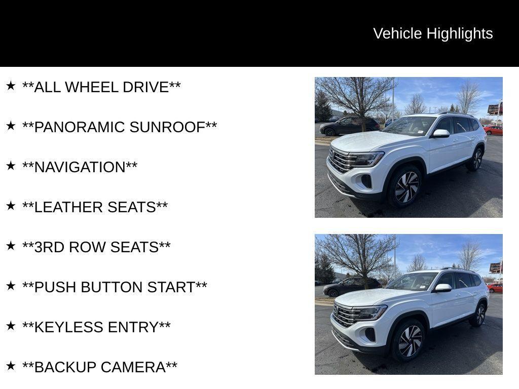 new 2025 Volkswagen Atlas car, priced at $44,607