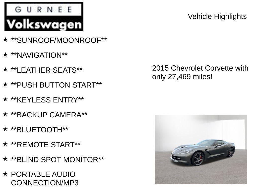 used 2015 Chevrolet Corvette car, priced at $39,995