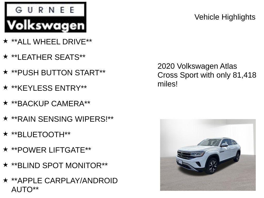 used 2020 Volkswagen Atlas Cross Sport car, priced at $17,562
