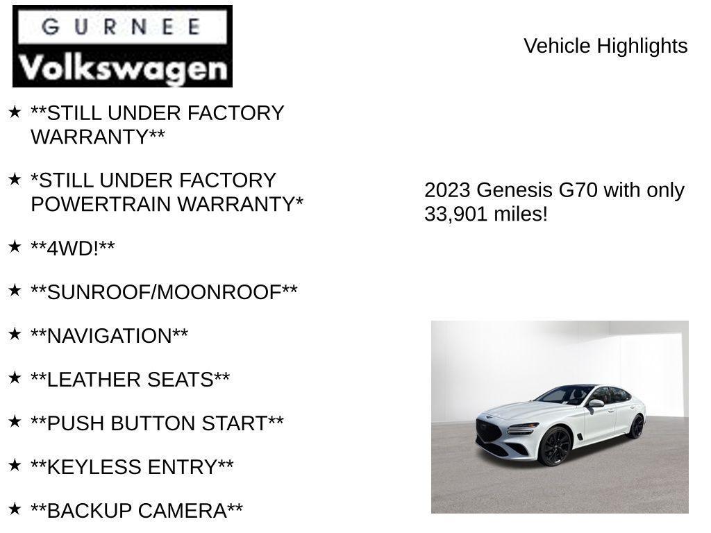 used 2023 Genesis G70 car, priced at $29,696