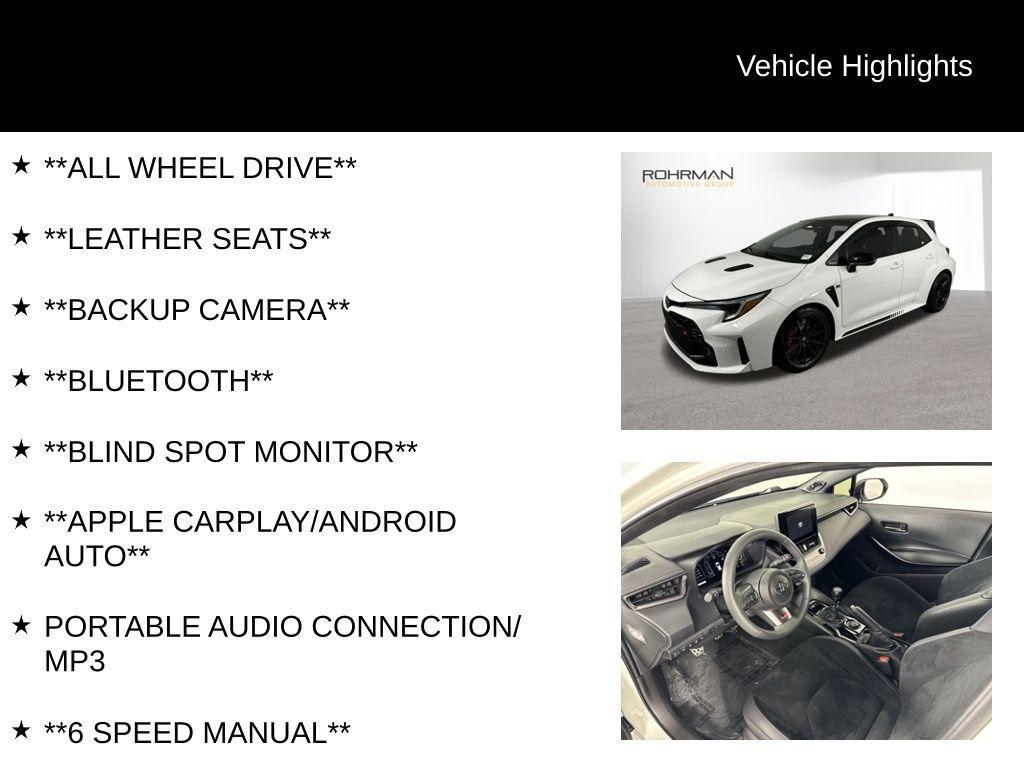 used 2024 Toyota GR Corolla car, priced at $43,800