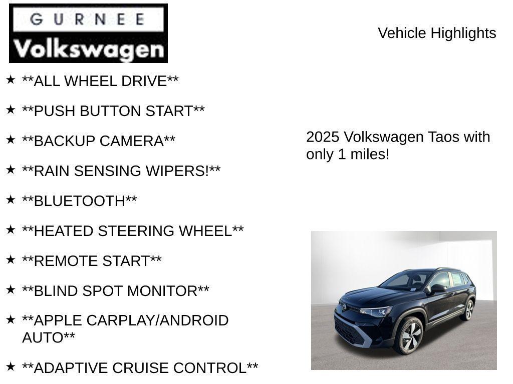 new 2025 Volkswagen Taos car, priced at $28,170