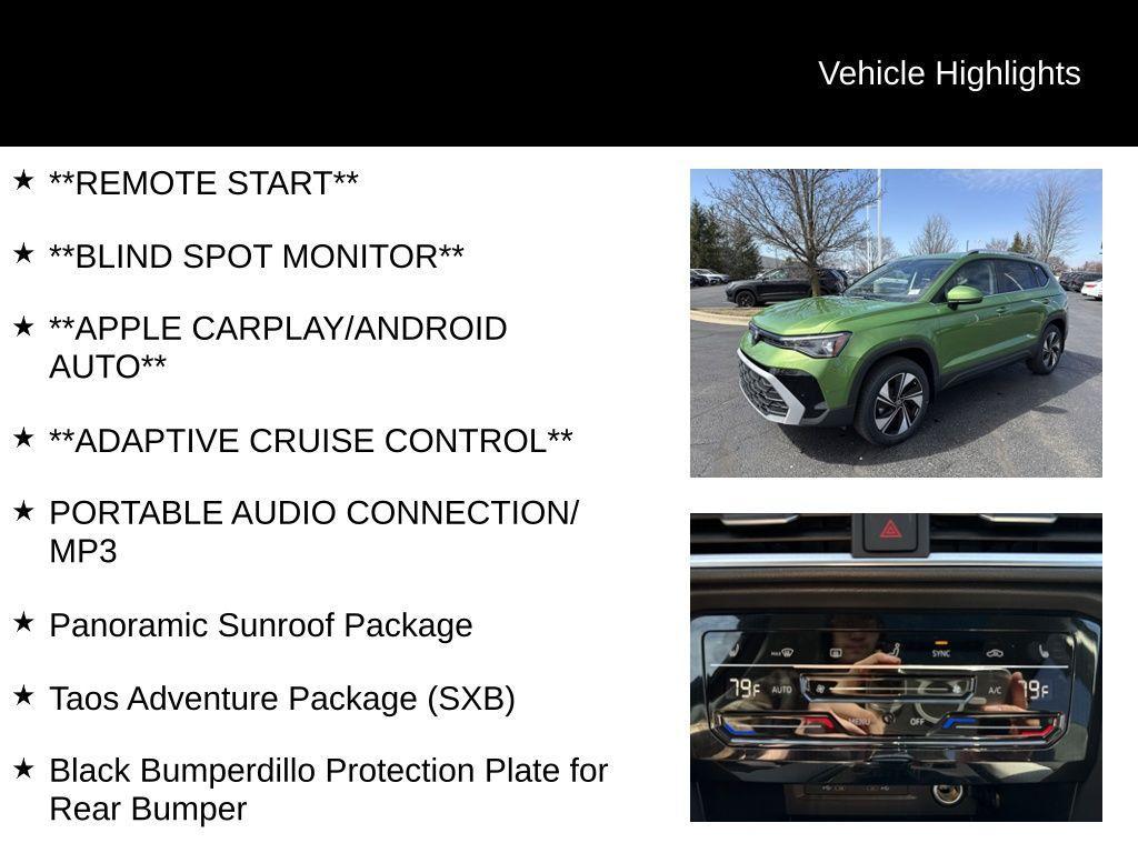 new 2025 Volkswagen Taos car, priced at $29,870