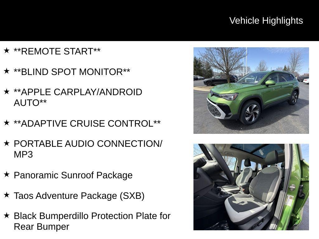 new 2025 Volkswagen Taos car, priced at $31,470