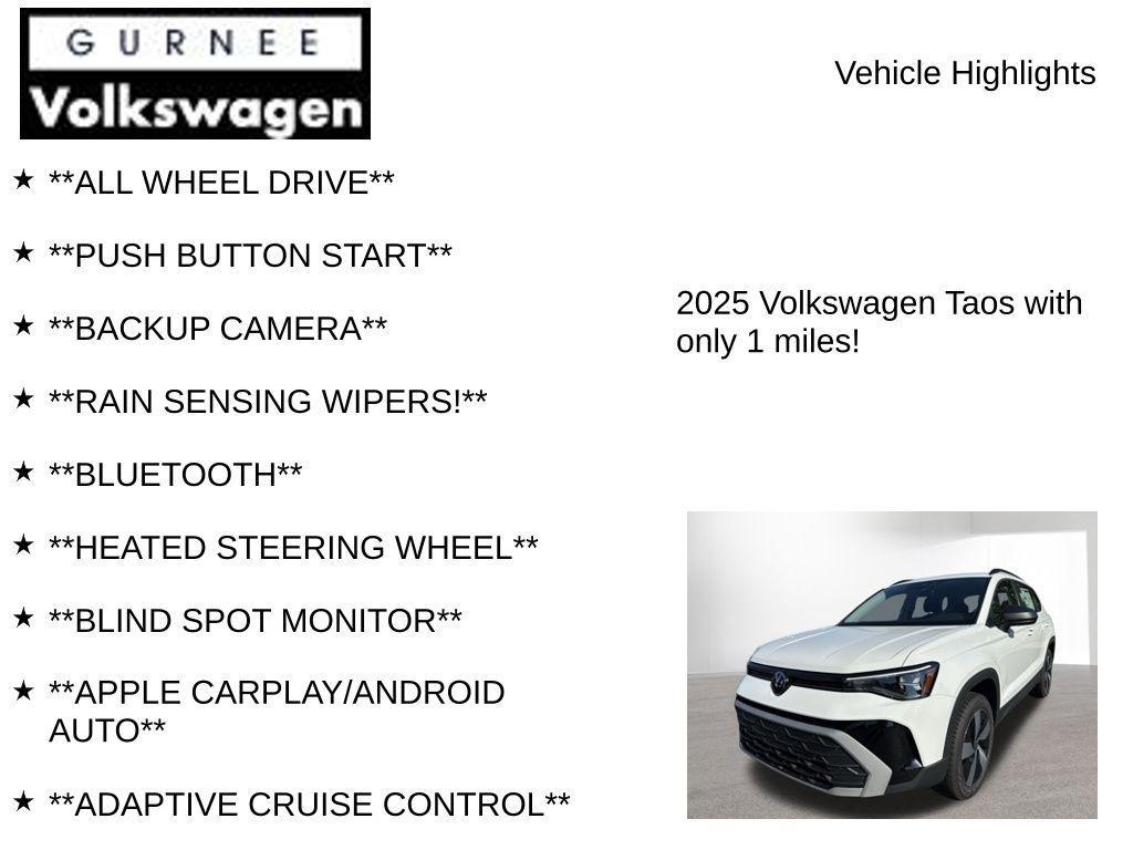 new 2025 Volkswagen Taos car, priced at $27,805