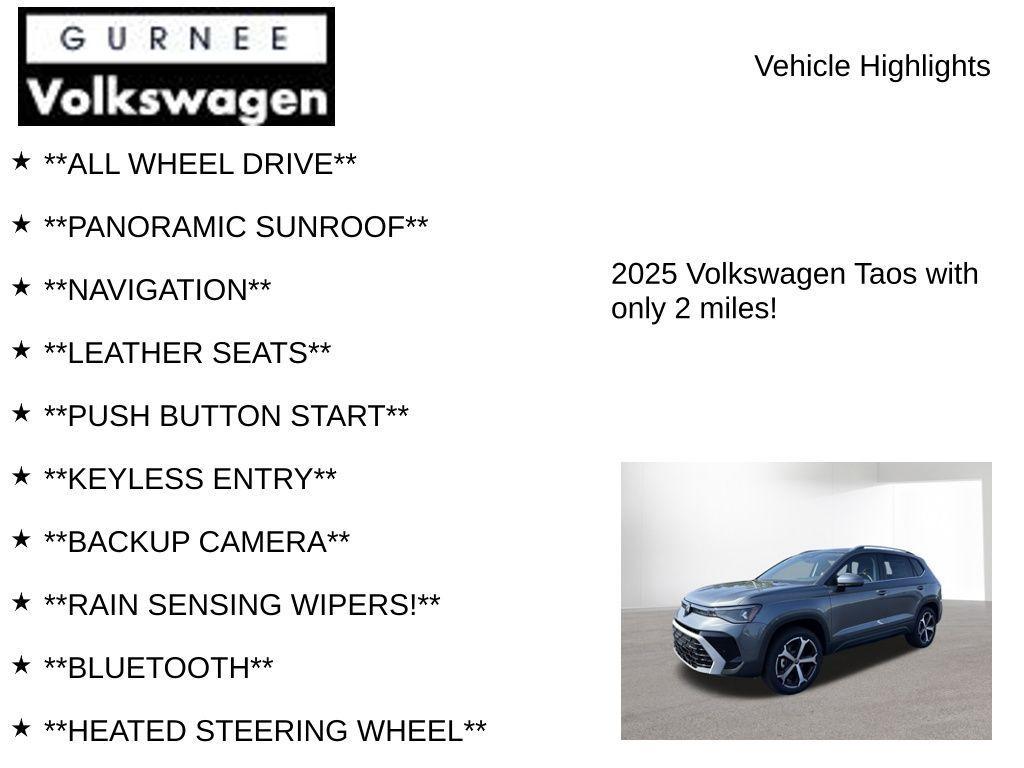 new 2025 Volkswagen Taos car, priced at $36,735