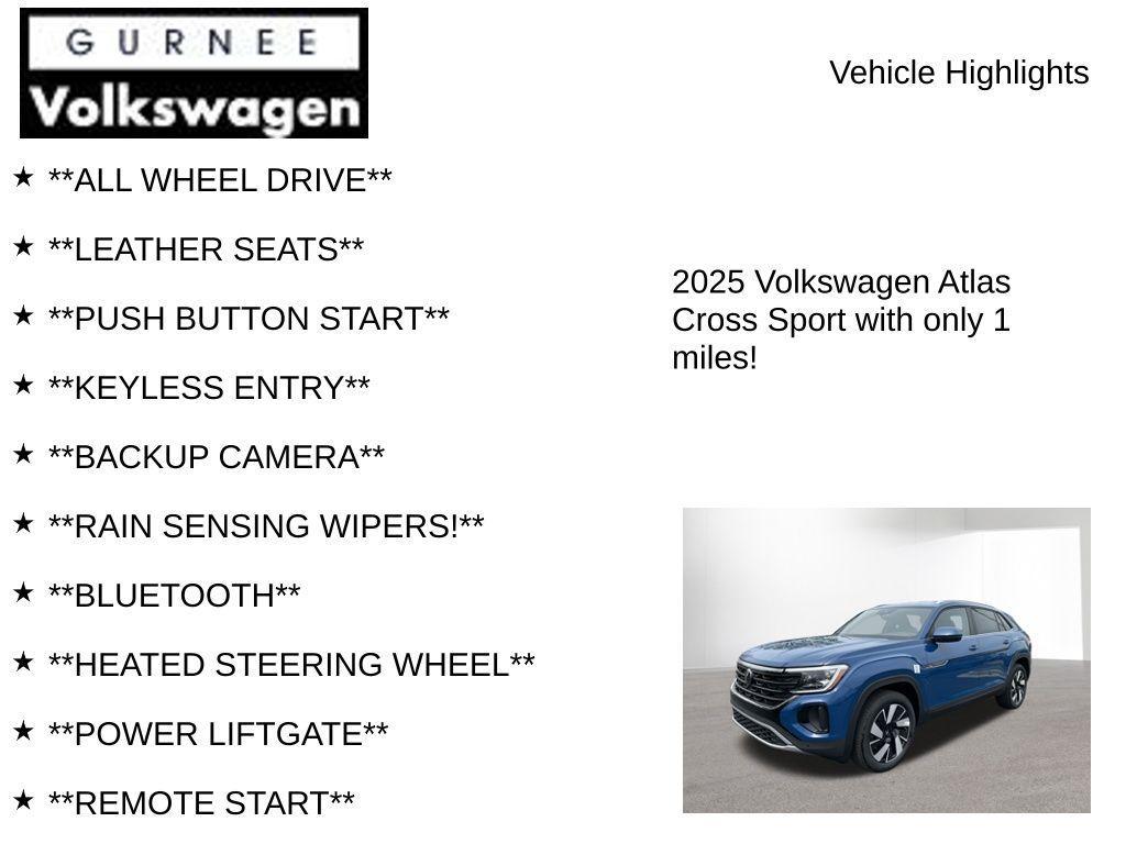 new 2025 Volkswagen Atlas Cross Sport car, priced at $42,125