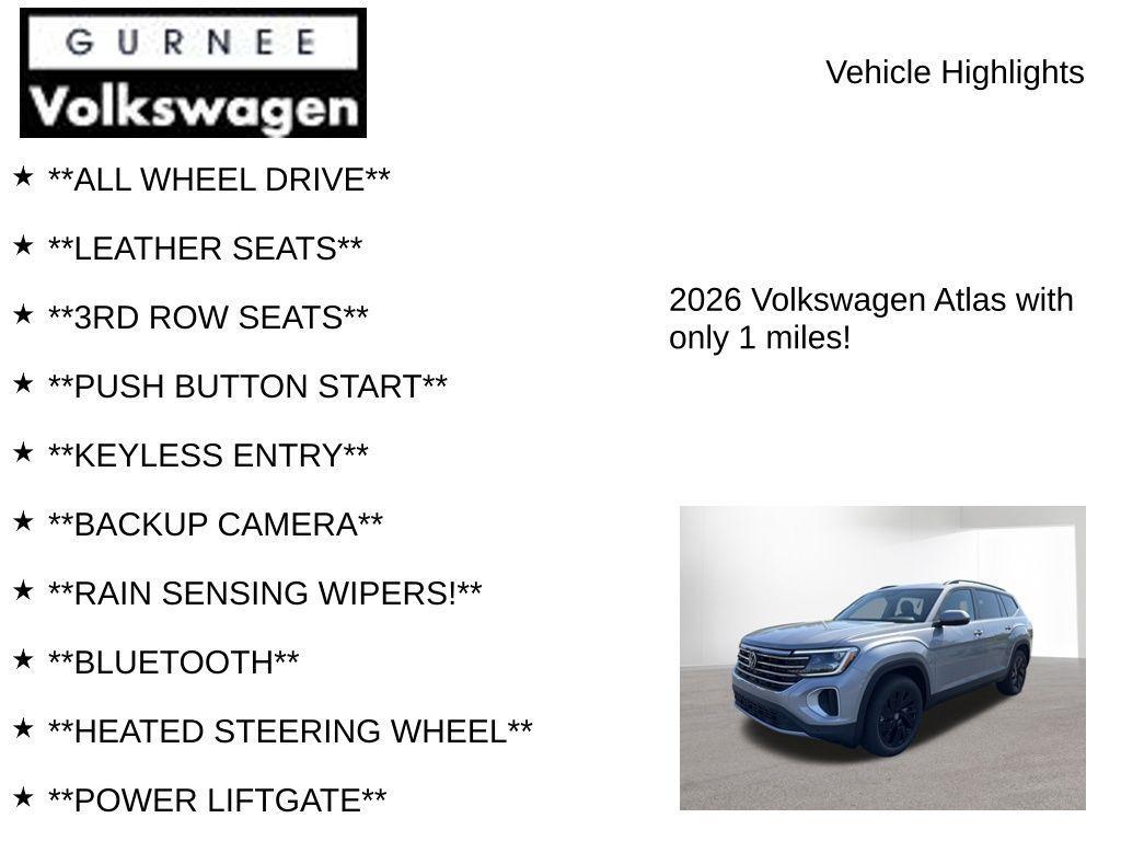 new 2026 Volkswagen Atlas car, priced at $46,607