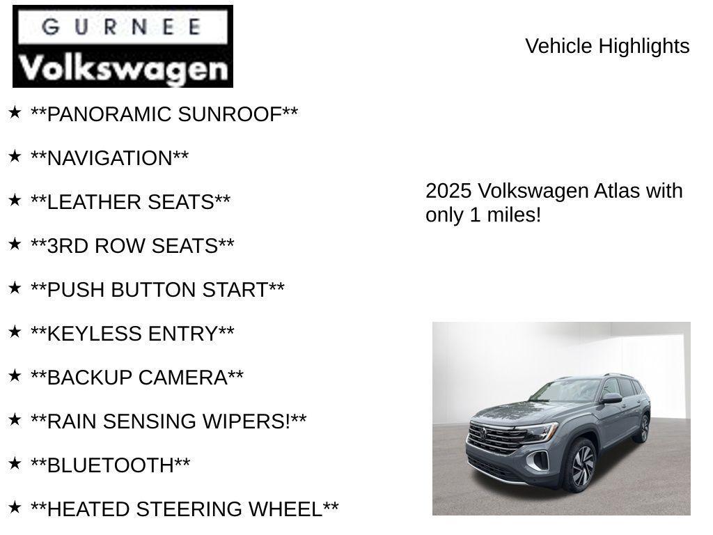 new 2025 Volkswagen Atlas car, priced at $41,911