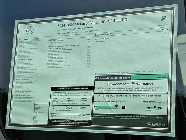 new 2024 Mercedes-Benz Sprinter 3500XD car, priced at $75,848