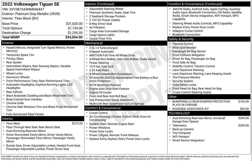 used 2022 Volkswagen Tiguan car, priced at $20,750