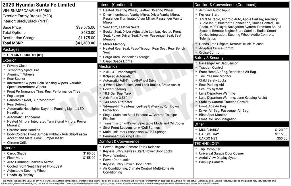 used 2020 Hyundai Santa Fe car, priced at $17,490