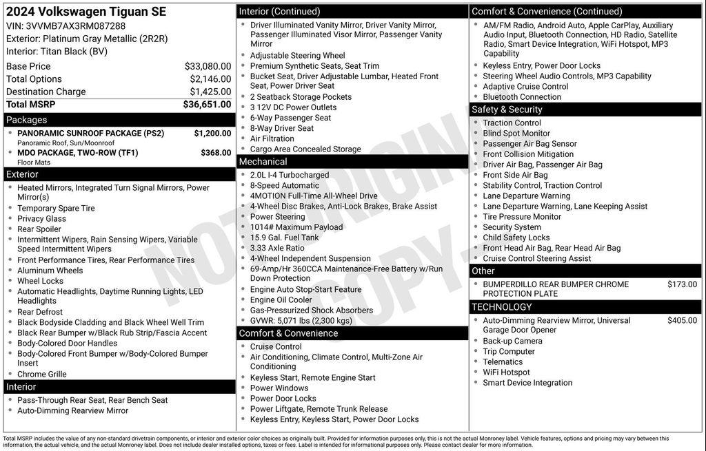 used 2024 Volkswagen Tiguan car, priced at $24,990