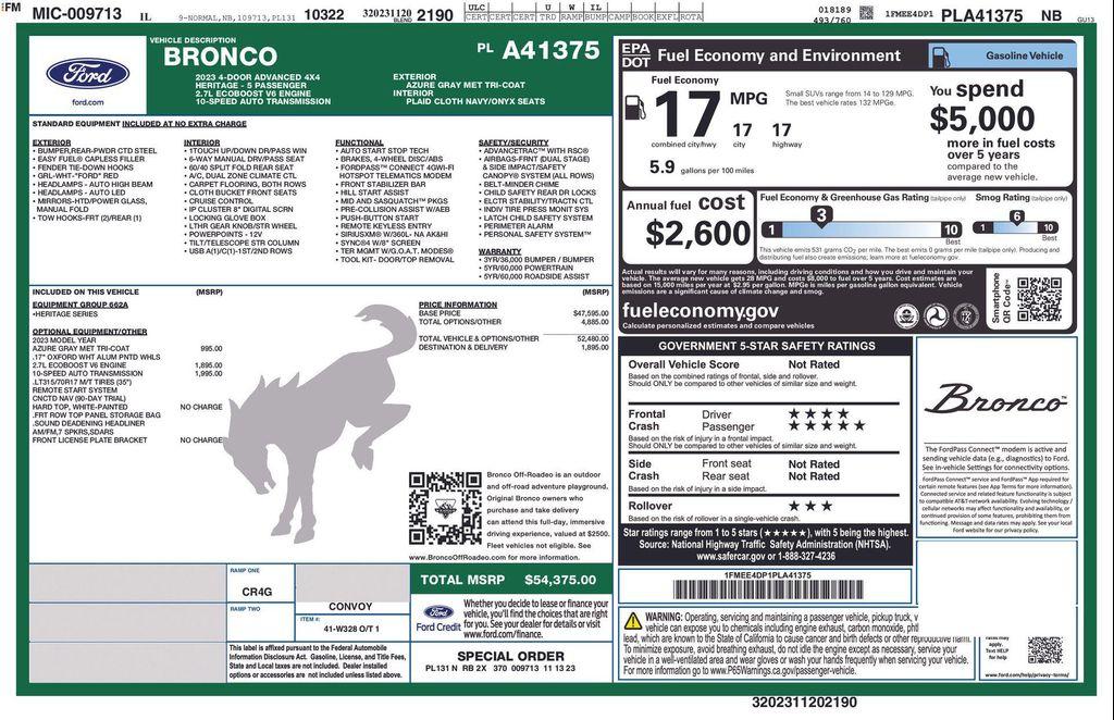 used 2023 Ford Bronco car, priced at $49,990