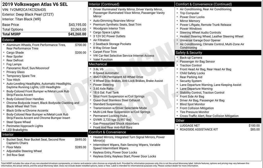 used 2019 Volkswagen Atlas car, priced at $19,750