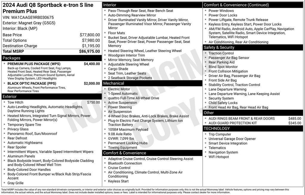 used 2024 Audi Q8 e-tron car, priced at $41,477