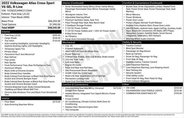 used 2022 Volkswagen Atlas Cross Sport car, priced at $33,490