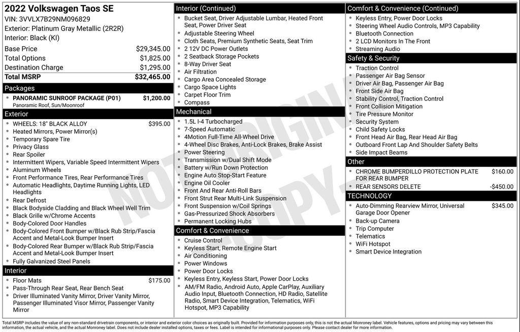 used 2022 Volkswagen Taos car, priced at $20,590