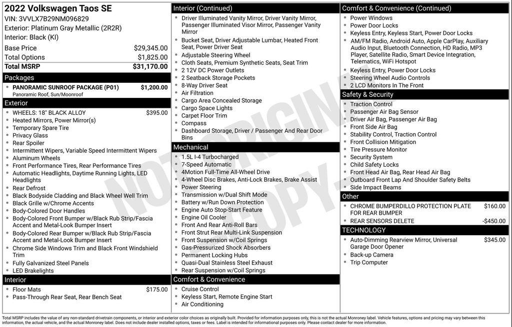 used 2022 Volkswagen Taos car, priced at $21,490