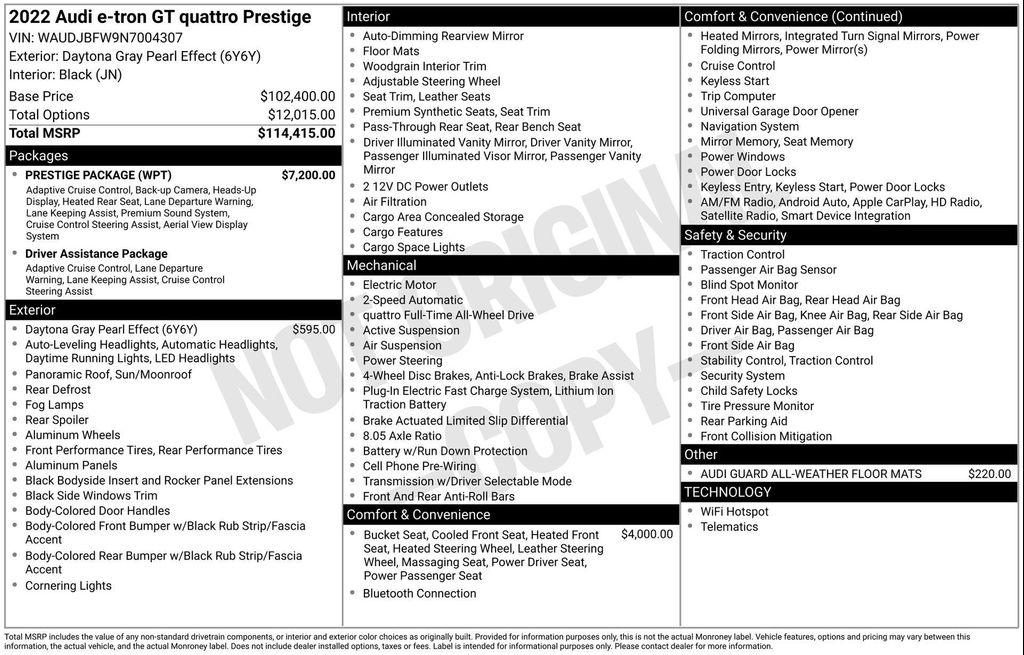 used 2022 Audi e-tron GT car, priced at $44,990