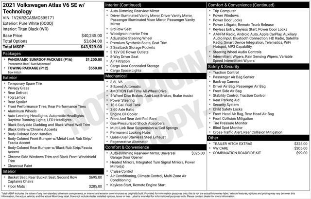 used 2021 Volkswagen Atlas car, priced at $29,490