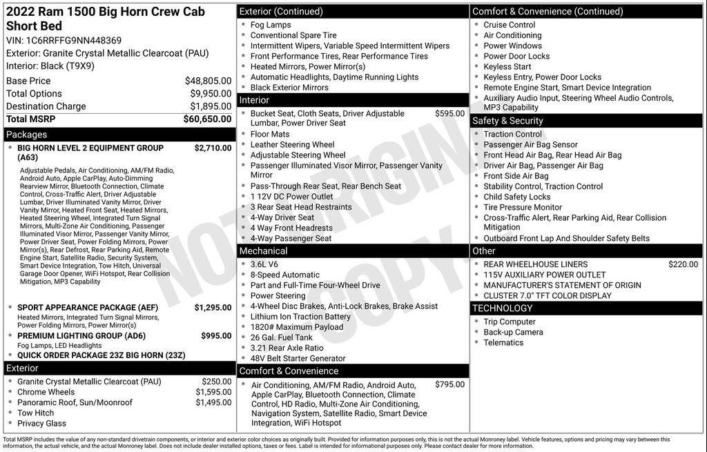 used 2022 Ram 1500 car, priced at $35,490