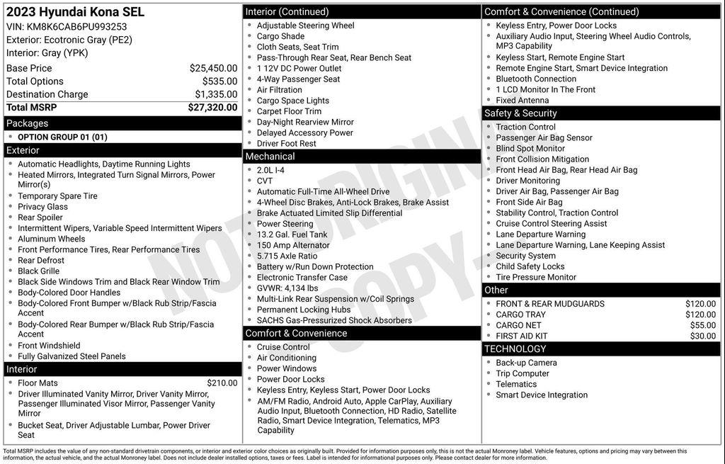 used 2023 Hyundai Kona car, priced at $19,990