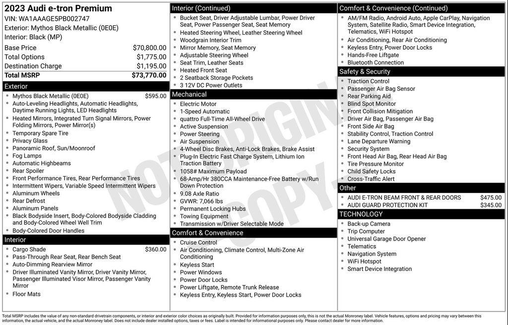 used 2023 Audi e-tron car, priced at $27,500