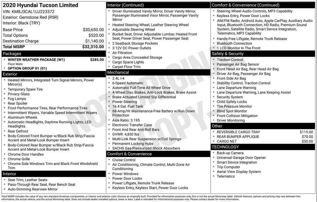 used 2020 Hyundai Tucson car, priced at $19,750