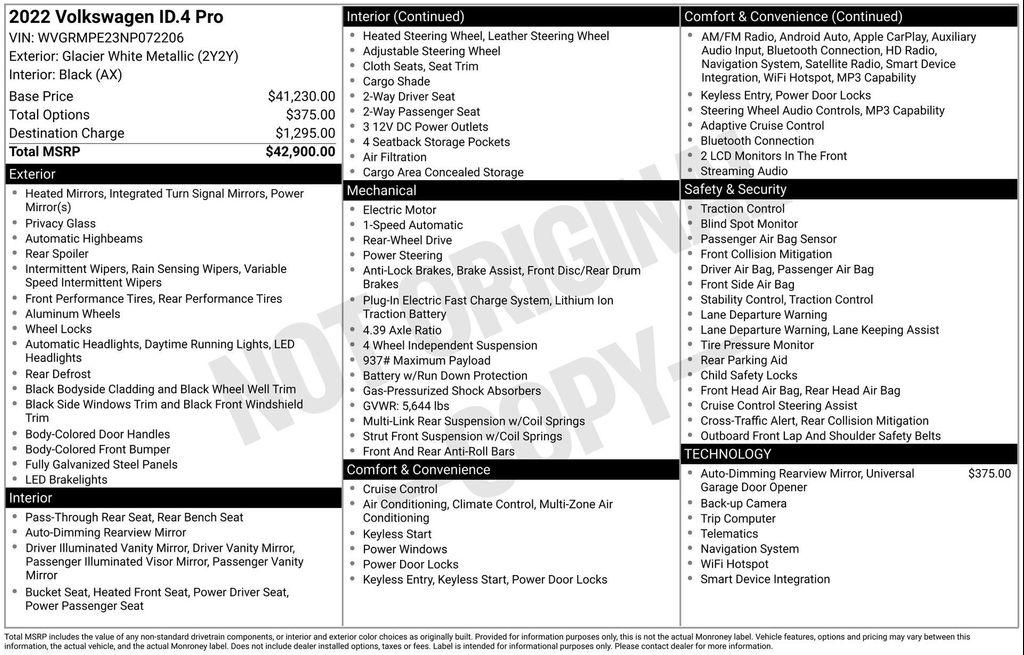 used 2022 Volkswagen ID.4 car, priced at $18,750